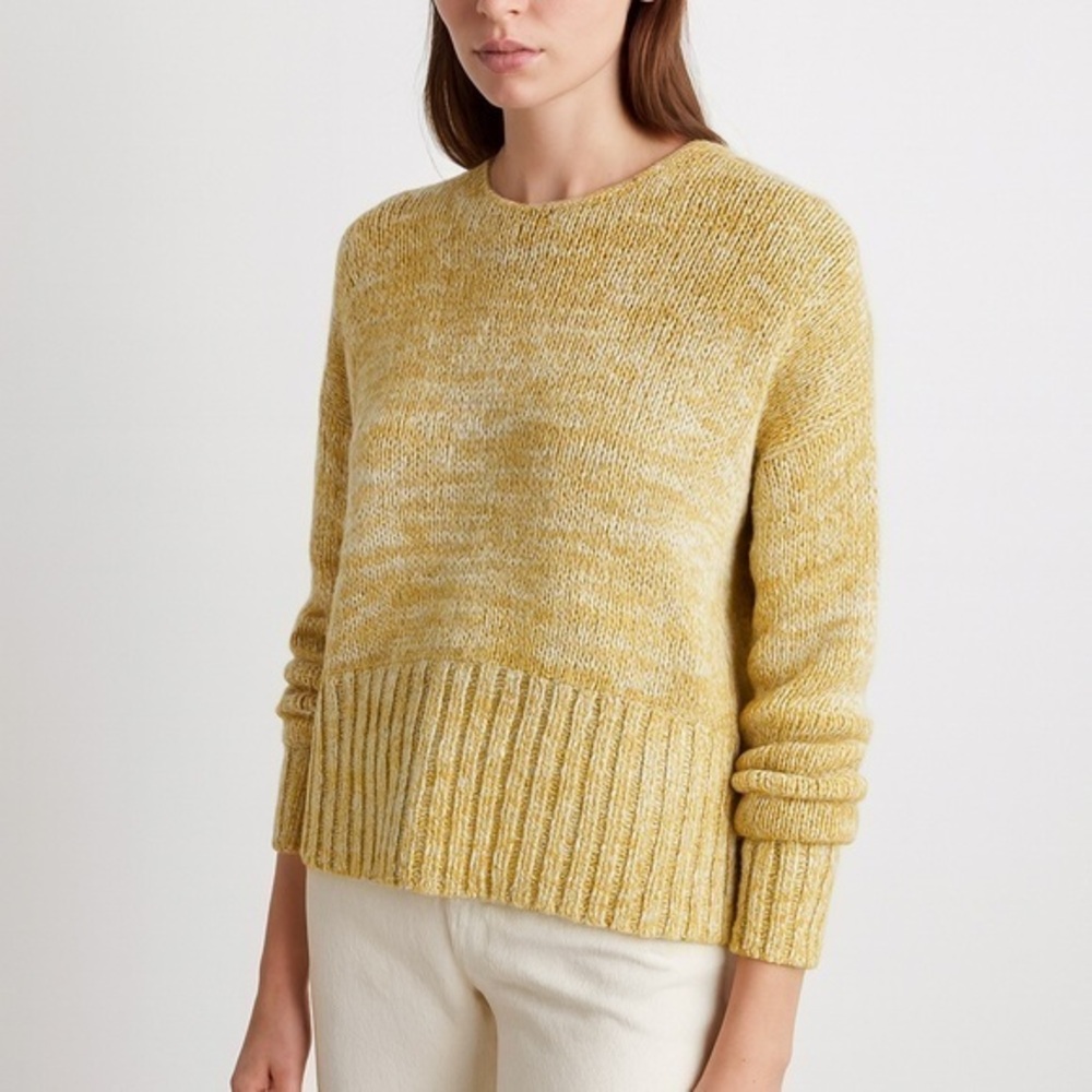 Vince wool and cashmere cream and gold marled knit sweater